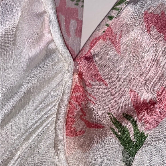 NWTs MELLODAY Floral Pink Wrap Ruffle Dot Dress - Picture 10 of 13